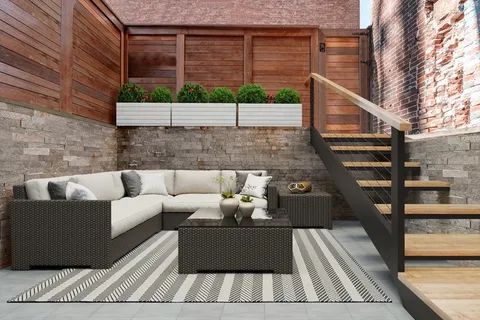 a view of a terrace with couches