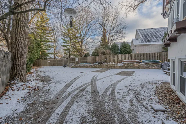 a view of a yard with a tree