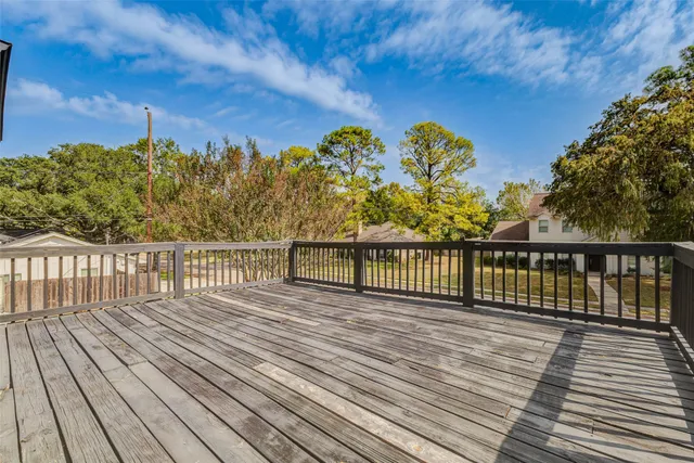 a view of a wooden deck