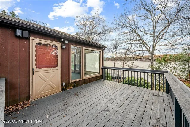 a view of wooden balcony