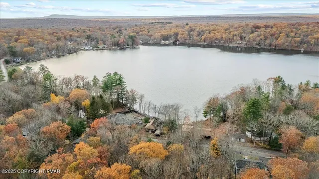 a view of lake and mountain