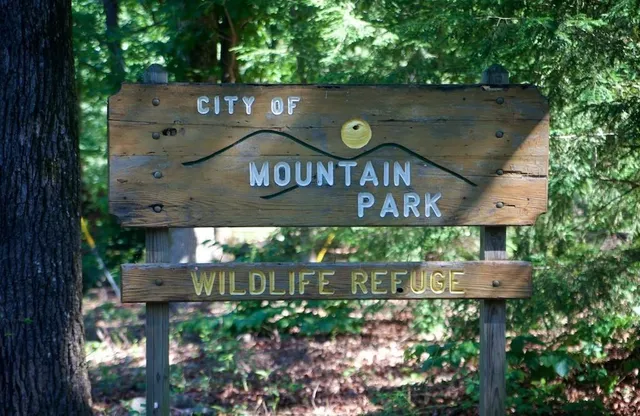 an outdoor space with wooden benches