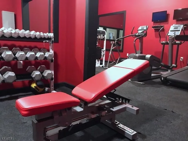 a room with gym equipment