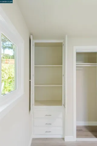 a view of a closet area