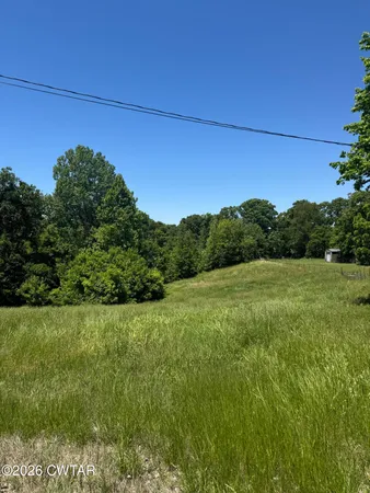 a view of a field of grass and trees