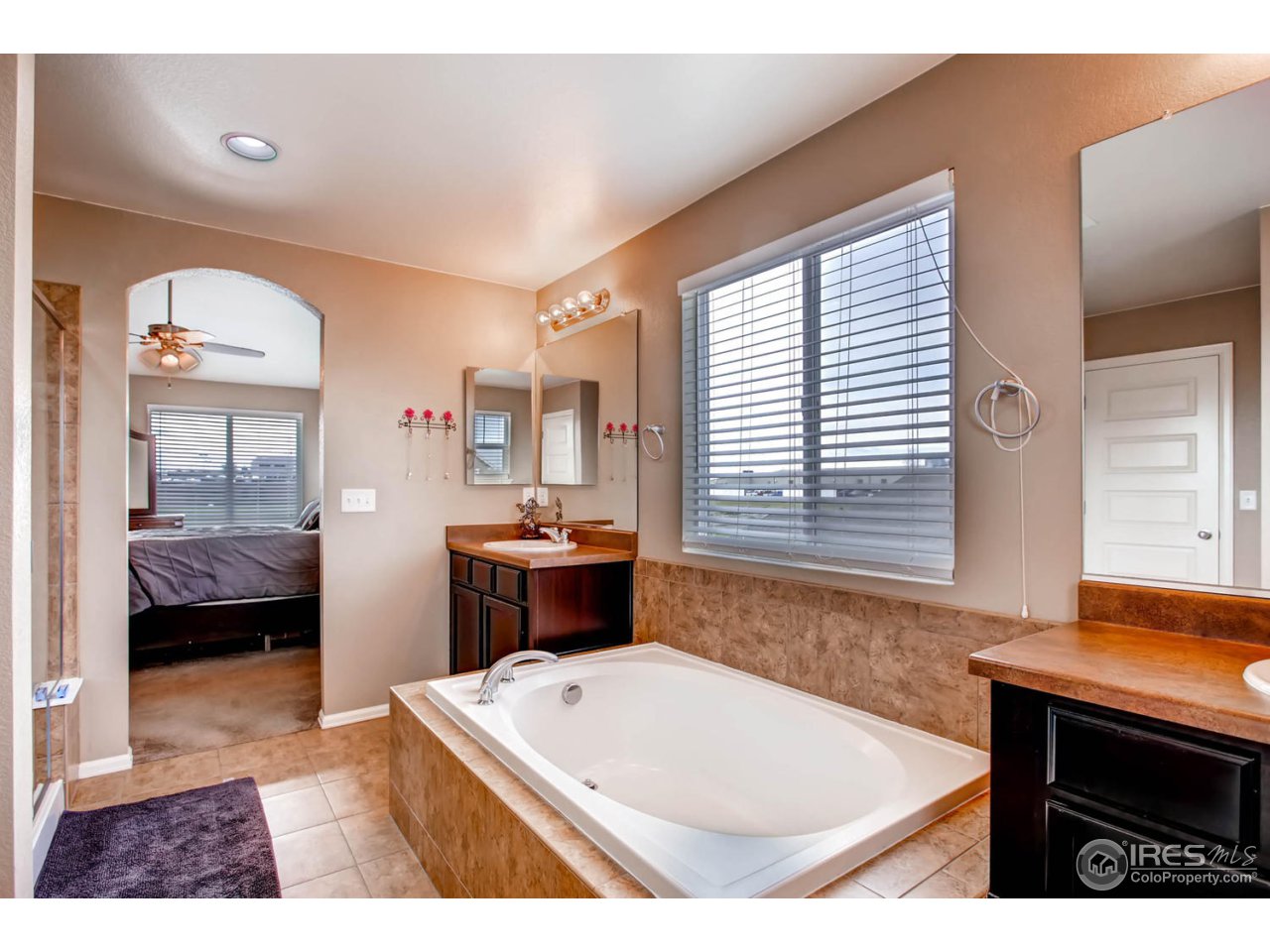 8615 Raspberry Drive Frederick, CO 80504 - Photo 20 of 28 a en suite bathroom with a sink a mirror and a bathtub