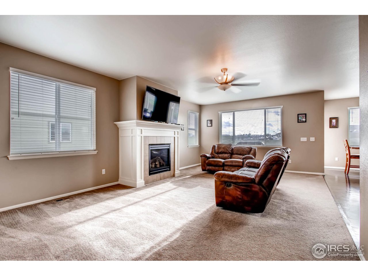 8615 Raspberry Drive Frederick, CO 80504 - Photo 5 of 28 a living room with furniture a fireplace and a flat screen tv