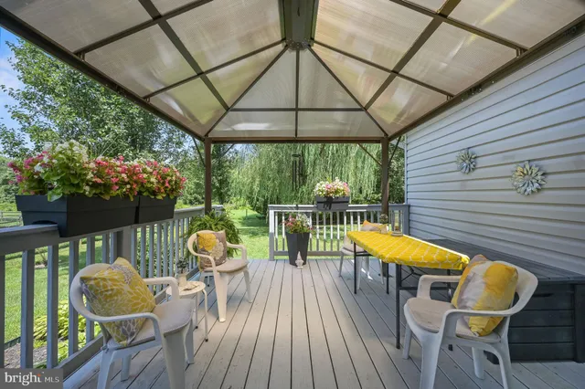 a view of porch with seating space