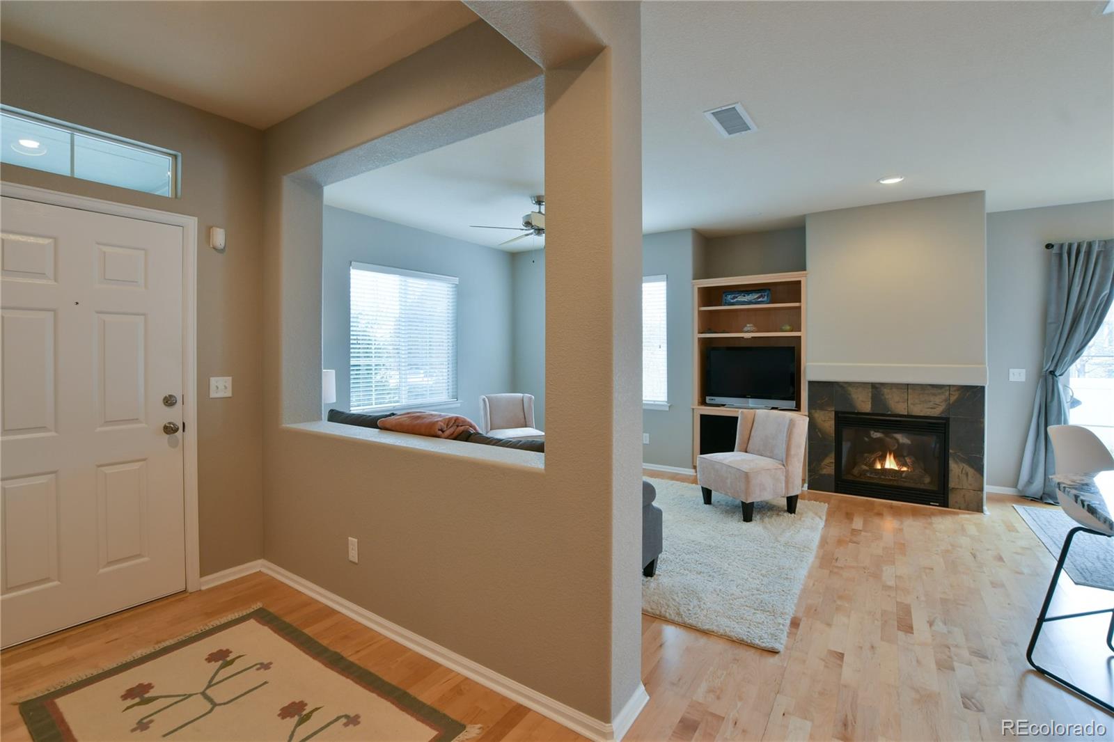 156 Whitehaven Circle Highlands Ranch, CO 80129 - Photo 2 of 30 a living room with furniture and a fireplace