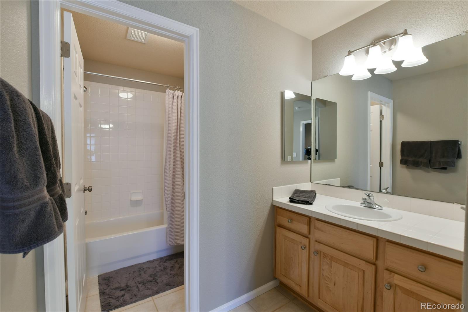 156 Whitehaven Circle Highlands Ranch, CO 80129 - Photo 25 of 30 a bathroom with a double vanity sink mirror and shower