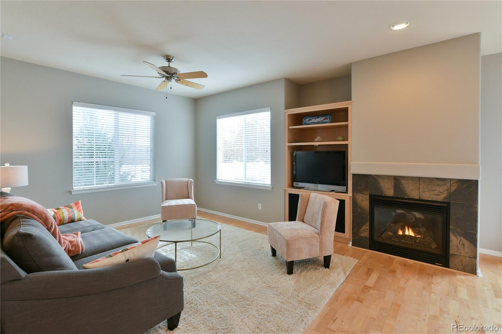 156 Whitehaven Circle Highlands Ranch, CO 80129 - Photo 9 of 30 a living room with furniture fireplace and window