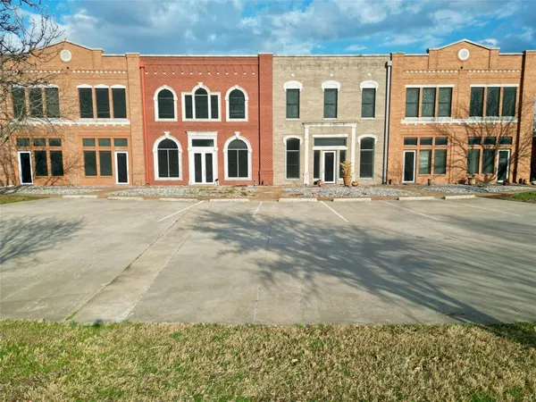 front view of building with a street