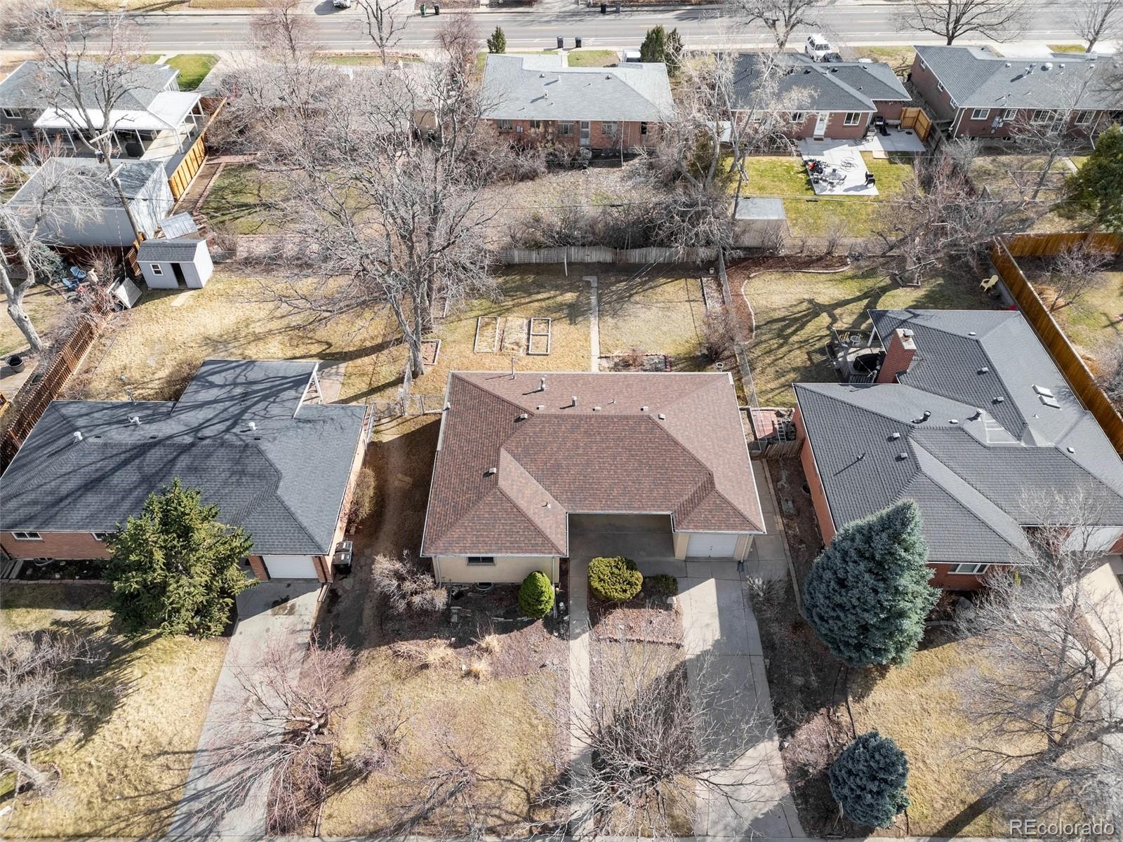 5520 East Bails Drive Denver, CO 80222 - Photo 27 of 38 an aerial view of residential houses with outdoor space
