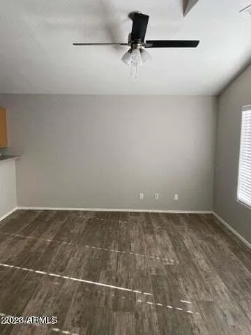 a view of a room with a window