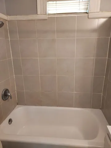 a bathroom with a bathtub