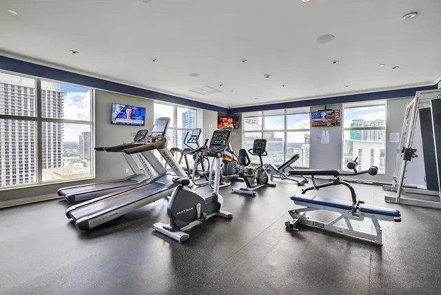 a view of a room with gym equipment