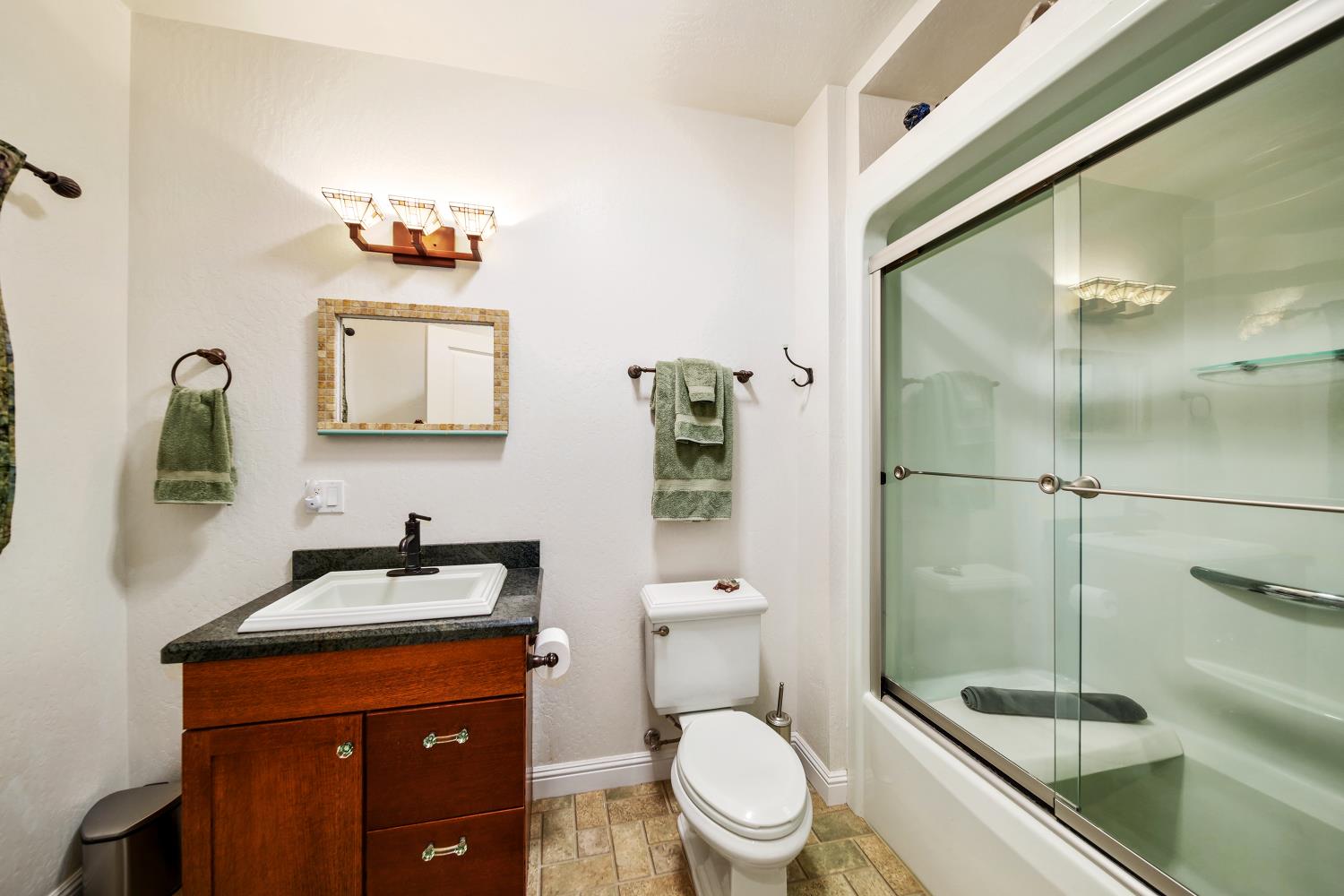 5603 Gold Mountain Road Mountain Ranch, CA 95246 - Photo 78 of 78 a bathroom with a sink a toilet and shower