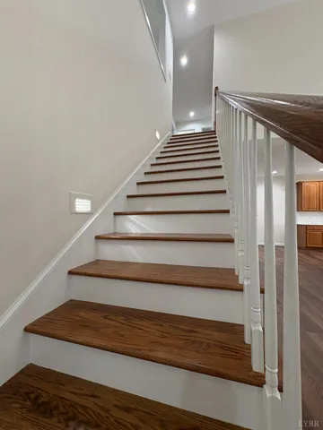 a view of kitchen with wooden floor