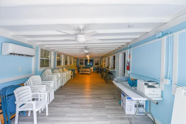 a view of an outdoor space with seating