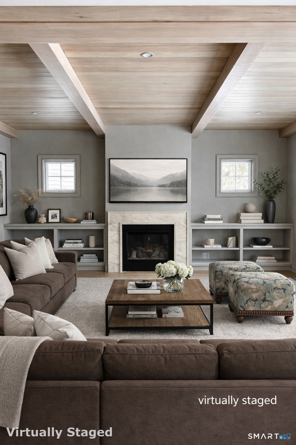 204 Glen Ridge Road Fairfield, CT 06825 - Photo 2 of 12 This color-drenched family room is the coziest place to unwind in front of the TV featuring a Taj Mahal Quartzite fireplace surround and a dramatic wood paneled and beamed ceiling.