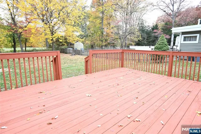 a view of a wooden deck