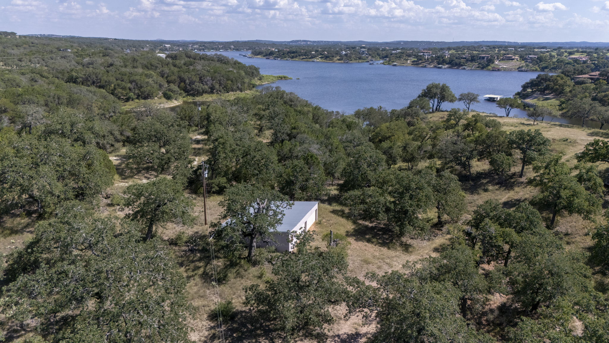 Tbd Singleton Road Marble Falls, TX 78654 - Photo 38 of 40 Aerial view, showing barn/ boat storage in relation to the best building site
