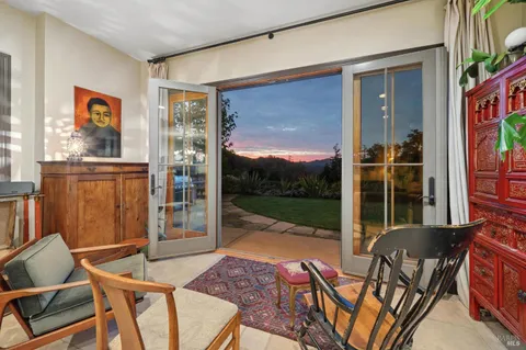 a view of an outdoor space with seating area