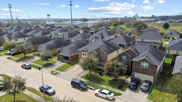 an aerial view of multiple house