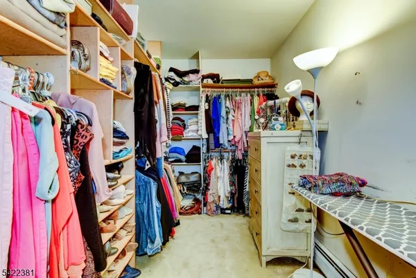 a view of walk in closet with clothes
