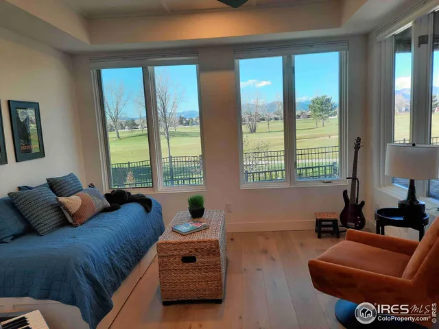 a view of a golf course with a garden