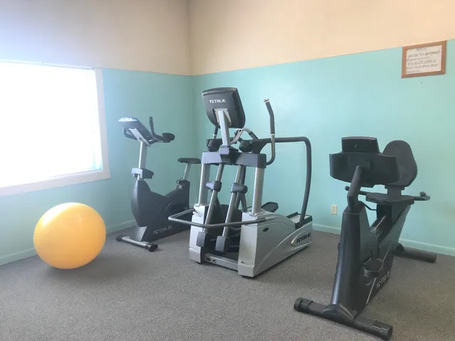 a room with gym equipment