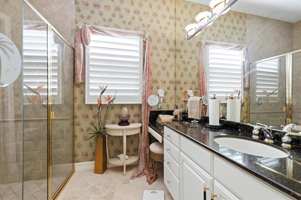 1007 3rd Street East Palmetto, FL 34221 - Photo 26 of 44 a bathroom with a granite countertop sink and a large mirror