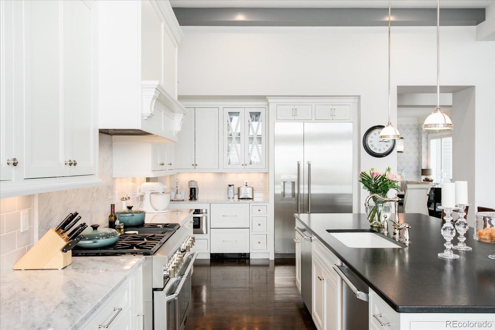10890 Rainribbon Road Highlands Ranch, CO 80126 - Photo 12 of 40 a kitchen with a stove a refrigerator and a sink