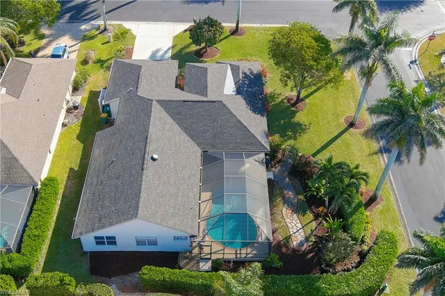 an aerial view of a house