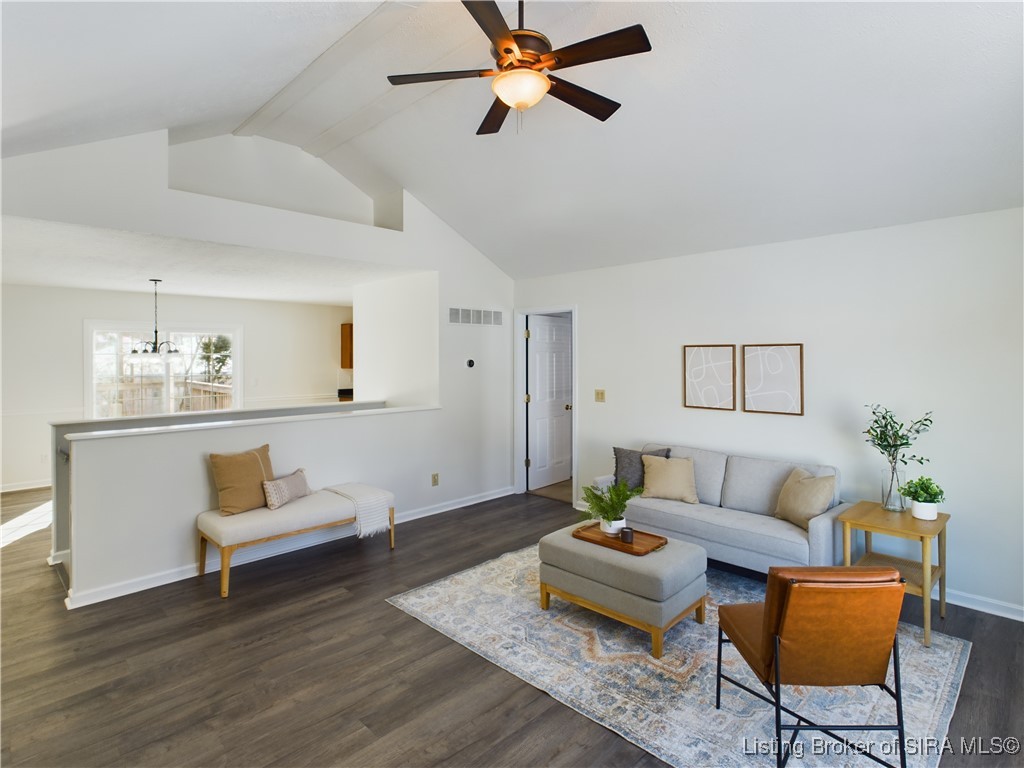 6209 Elanor Court Floyds Knobs, IN 47119 - Photo 2 of 25 Spacious living room with vaulted ceilings
