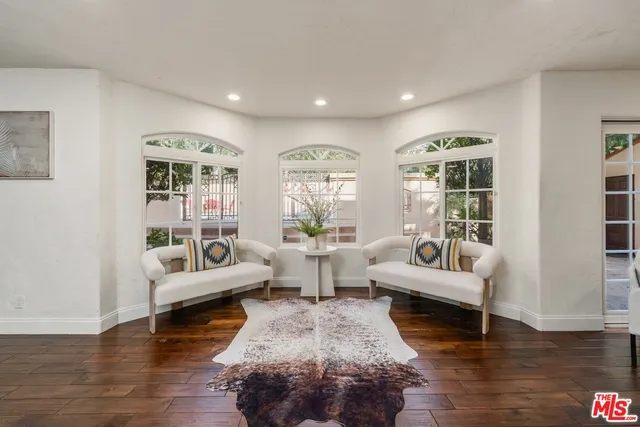 a view of a swimming pool with an outdoor space