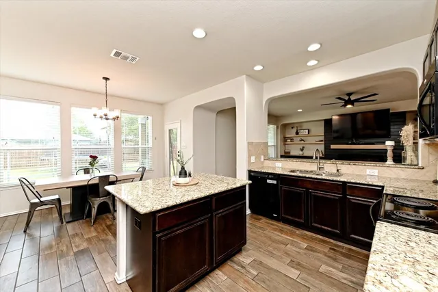 a kitchen with lots of counter top space