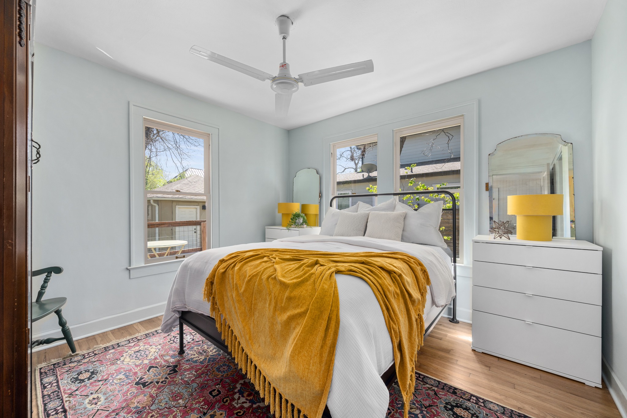 3909 Becker Avenue Austin, TX 78751 - Photo 21 of 38 Bedroom with light wood-type flooring and ceiling fan