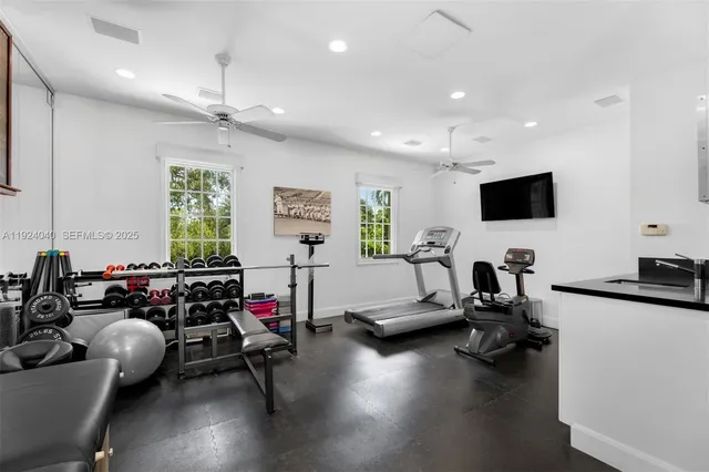 a view of a room with gym equipment
