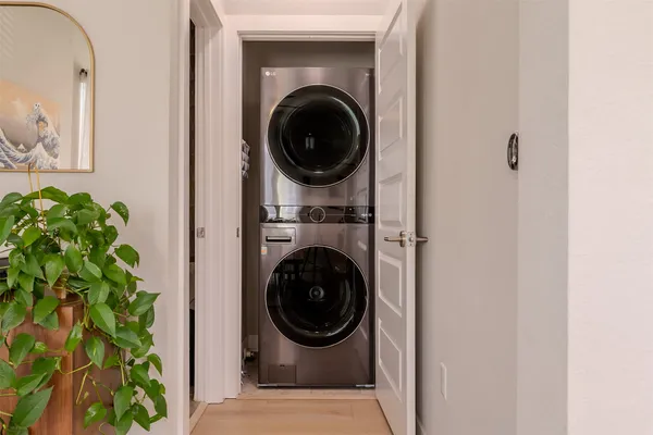 a utility room with dryer and washer