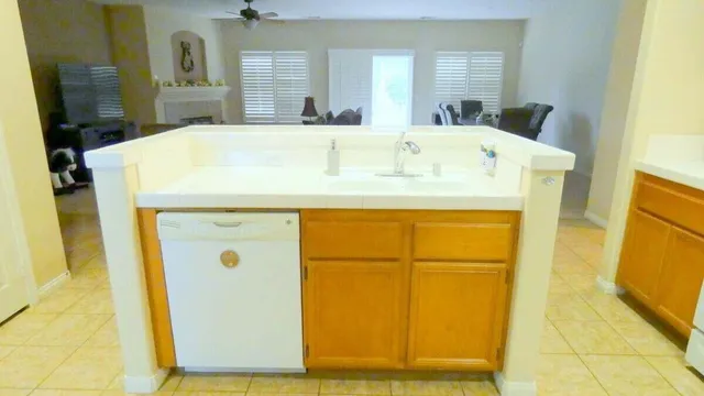 a room with a sink