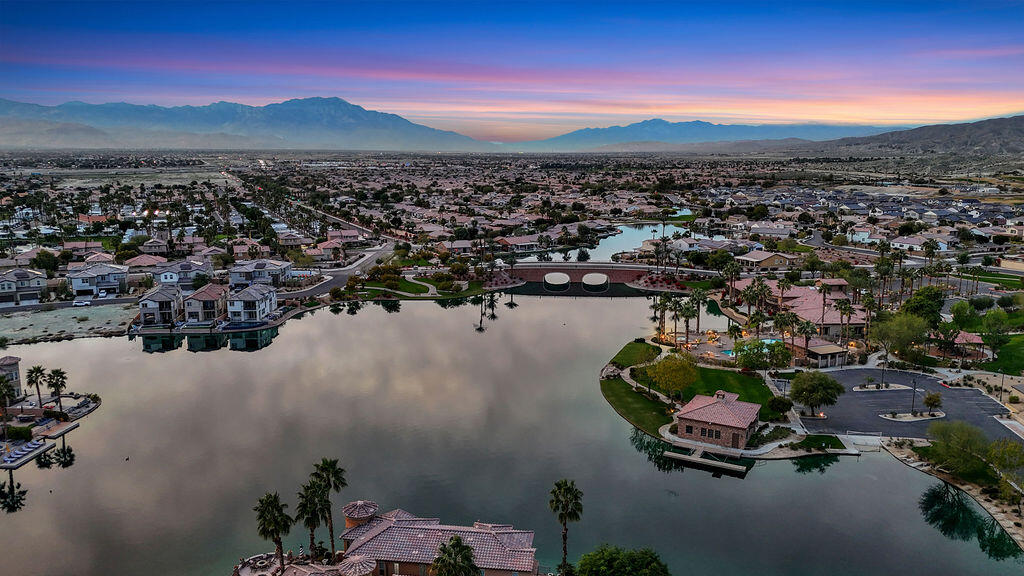 84285 Tramonto Way Indio, CA 92203 - Photo 52 of 63 an aerial view of a house with a lake view