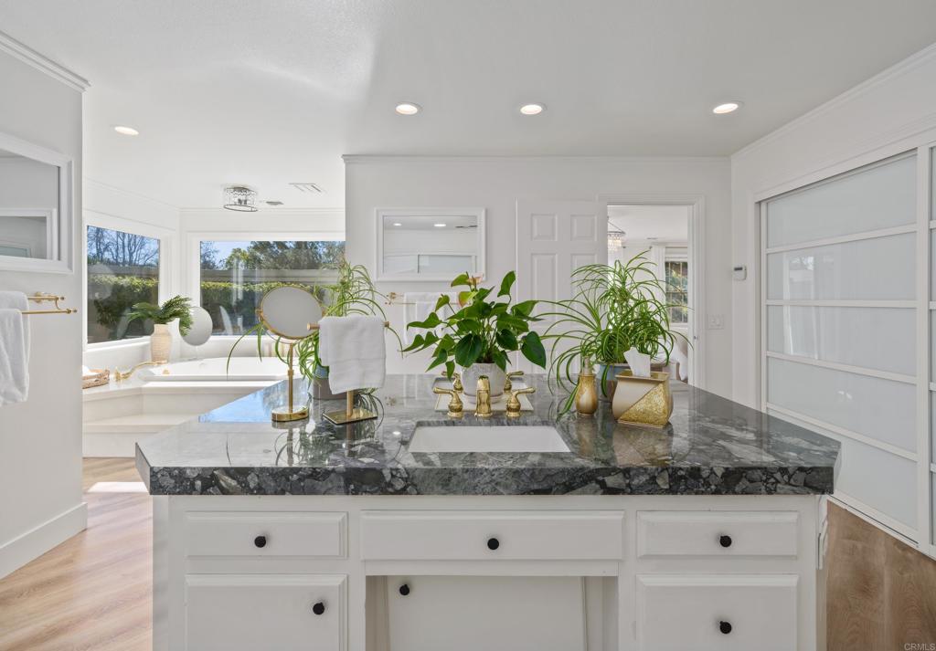 9 Country Glen Road Fallbrook, CA 92028 - Photo 27 of 74 a kitchen with granite countertop a sink a potted plant and a window