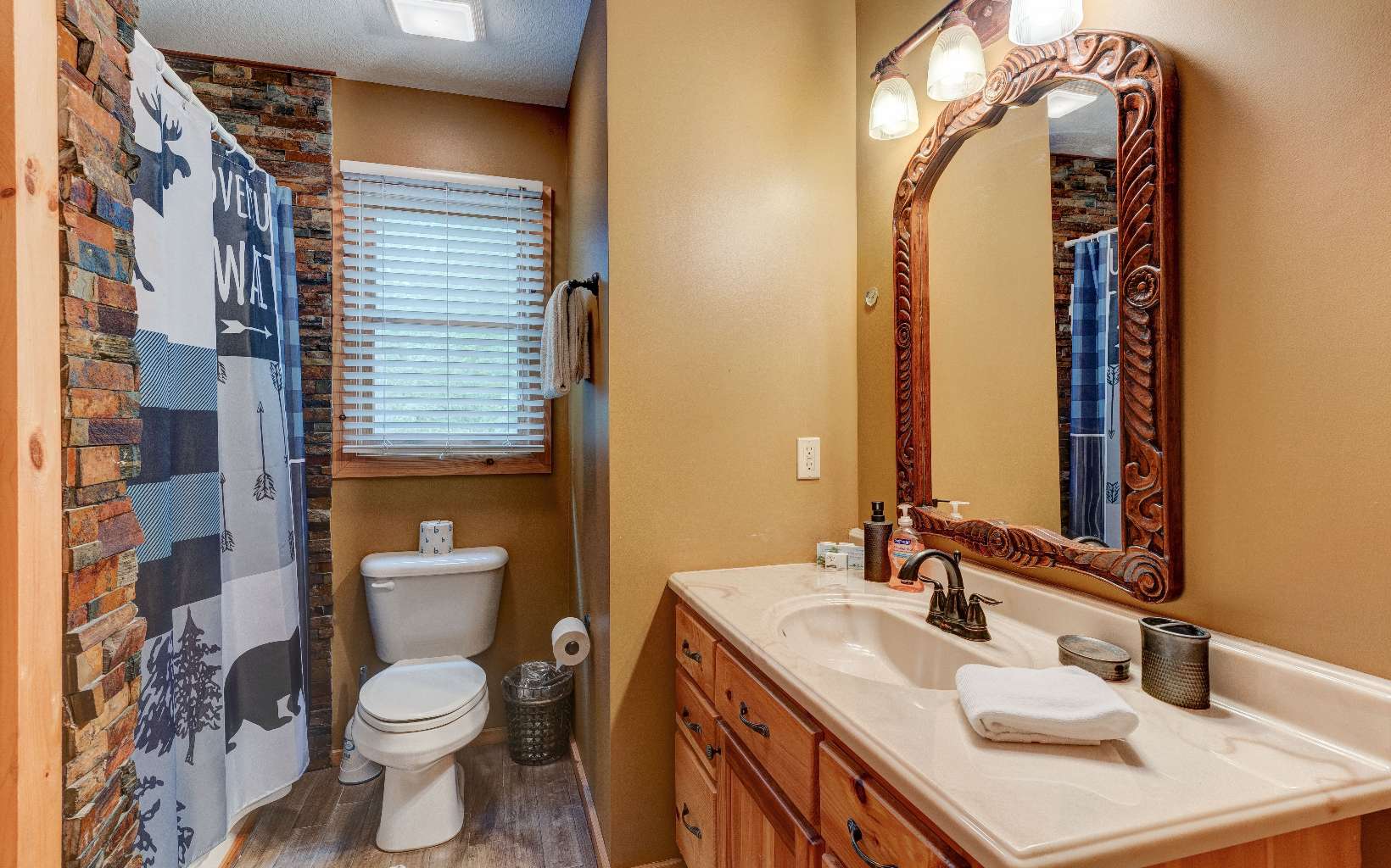 22 Kings Court Ellijay, GA 30540 - Photo 49 of 54 a bathroom with a toilet sink and mirror