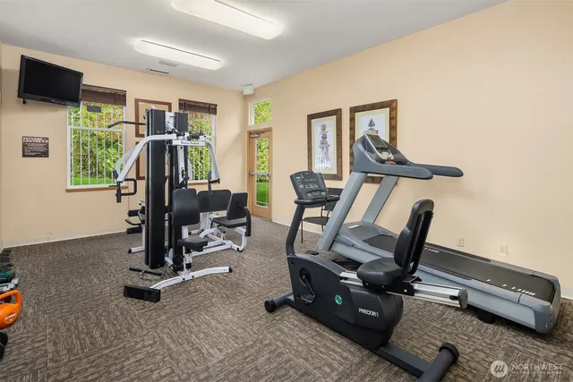 a view of a room with gym equipment