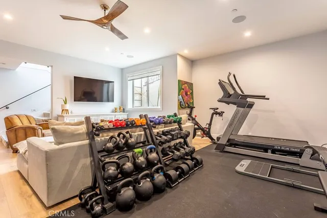 a view of a room with gym equipment