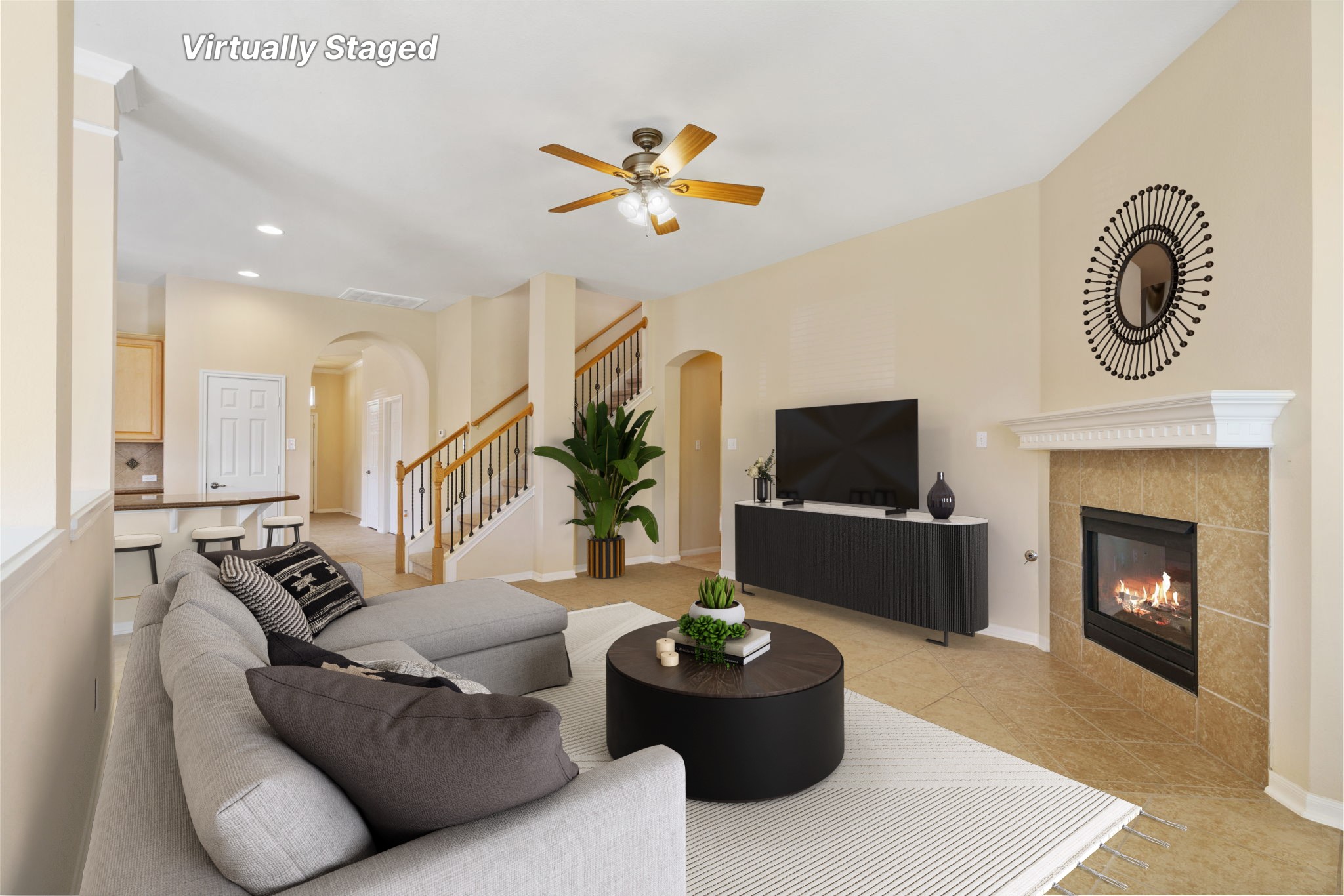 3501 Shellcastle Lane Round Rock, TX 78681 - Photo 1 of 19 a living room with furniture and a fireplace