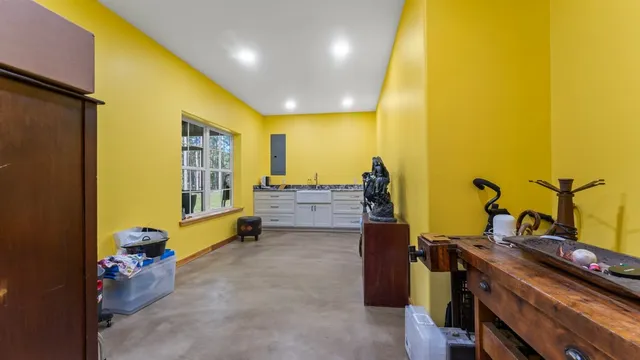 a view of a room with gym equipment