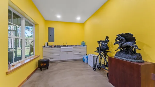 a view of a room with gym equipment