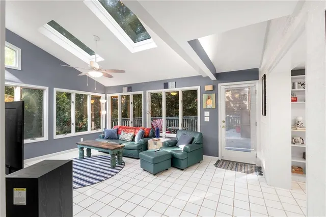 a view of a city with an outdoor space